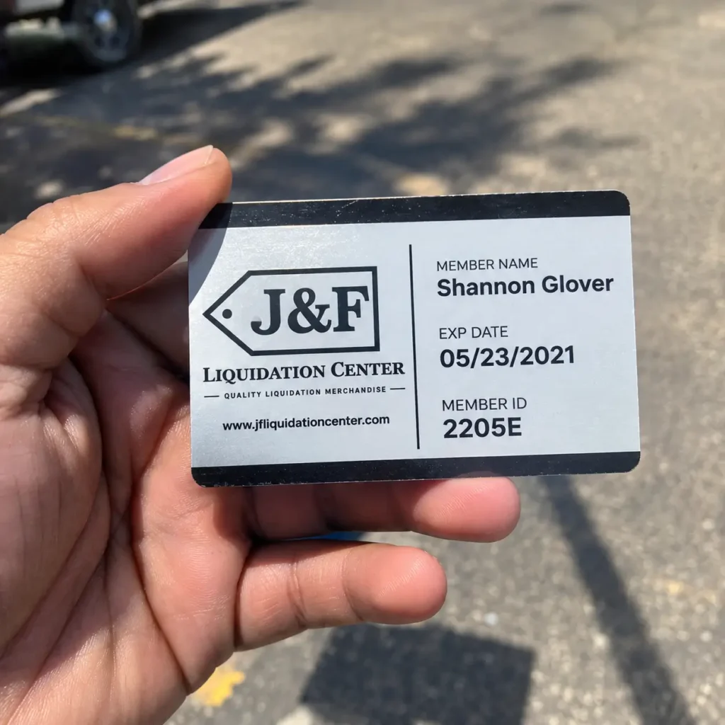 J&f liquidation center Membership Card